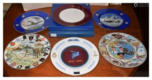 Royal Worcester - Eight Commemorative cabinet plates, primarily having Aviation theme, two cased