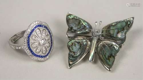 Silver Ring and Butterfly Pin