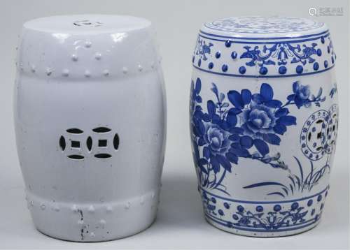 Assembled Pair of Chinese Porcelain Garden Seats