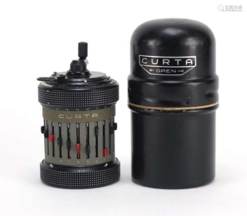 Curta type II calculator with case, numbered 529094 : For Further Condition Reports Please Visit Our