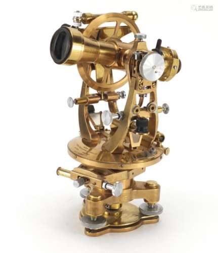 Brass theodolite by Cooke Thoughton & Simms, numbered V015931, 32cm high : For Further Condition