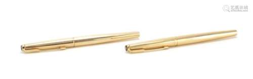 Two Parker fountain pens with rolled gold cases : For Further Condition Reports Please Visit Our