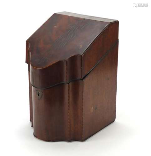 Georgian mahogany knife box converted to a stationery box, 35cm high x 22.5cm wide x 25.5cm deep :