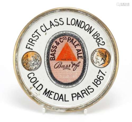 Victorian Bass & Co Pale Ale pot lid by Copeland & Sons, factory marks to the reverse, 14.5cm in