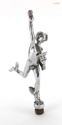 Chrome plated car mascot in the form of Winged Mercury, 19cm high : For Further Condition Reports