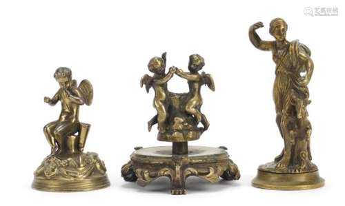 Three classical bronzes including one of Diana the Huntress, 12cm hihh : For Further Condition