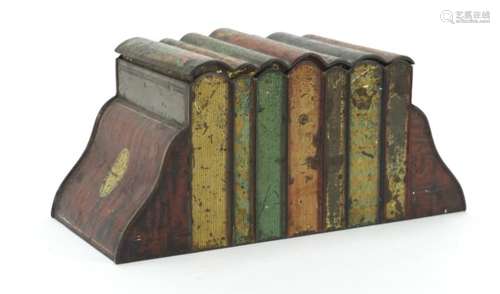 Vintage Huntley & Palmers biscuit tin in the form of a stack of books, 22.5cm wide : For Further