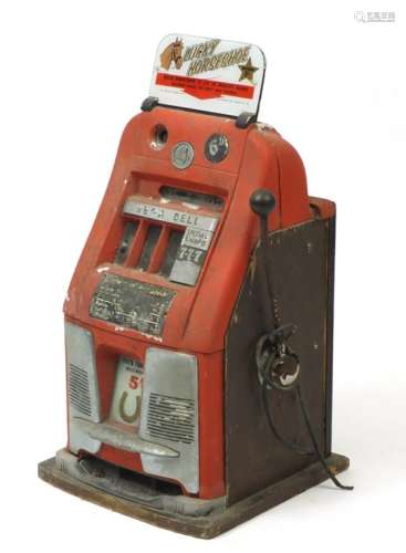 Vintage Sega Bell lucky horse shoe one arm bandit slot machine, 78cm x 42cm W x 41cm D : For Further