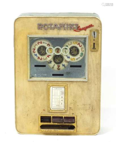 Vintage Rotamint Super wall mounted slot machine, 71cm H x 50.5cm W x 18cm D : For Further Condition