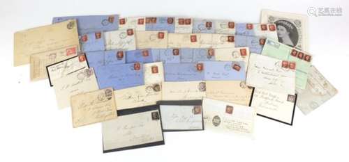 Collection of Victorian postal history covers with penny red stamps : For Further Condition