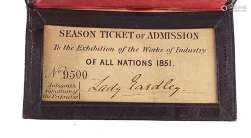 Season ticket of Admission to the Exhibition of The Works of Industry 1851, housed in a tooled