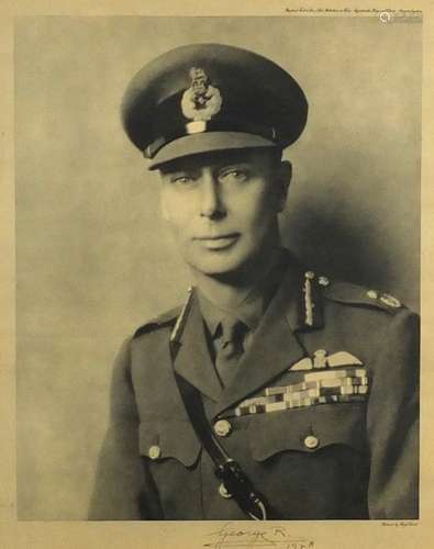 Hugh Cecil portrait of George VI, signed in ink by George VI, dated 1948, published by Raphael