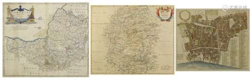 Three antique maps comprising Somersetshire and Wiltshire by Robert Morden and Farrington Ward,