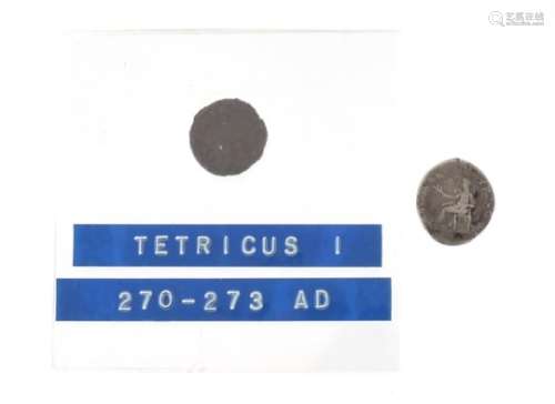 Two Roman coins comprising Tetricus I and Vespasain : For Further Condition Reports Please Visit Our