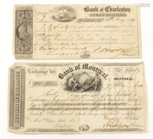 Two American bank bonds - Bank of Charleston, South Carolina, Bank of Montreal : For Further