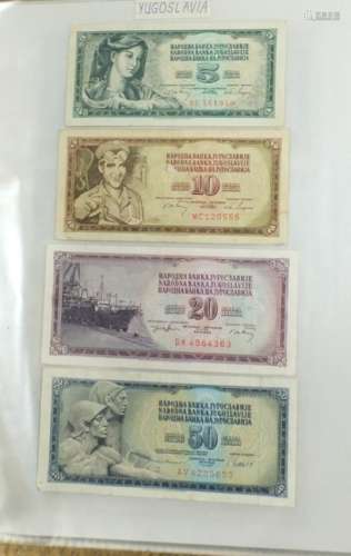Album of world banknotes arranged in an album including Scotland, Spain and Mexico : For Further