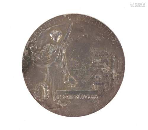 Franco British Exhibition 1908 silver medal by F Bowcher, 5cm in diameter, 62.1g : For Further