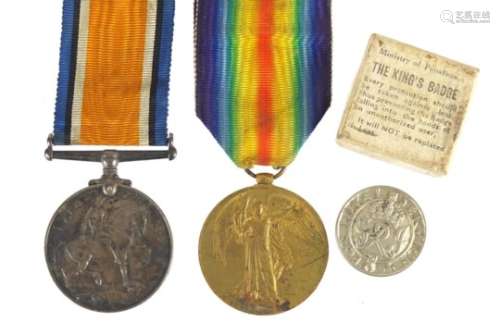British Military World War I pair with lapel, awarded to 3-23419PTE.A.J.BRYANT.RIF.BRIG. : For
