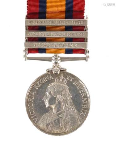 Victorian British military South Africa medal with South Africa 1902, Orange Free State and Cape