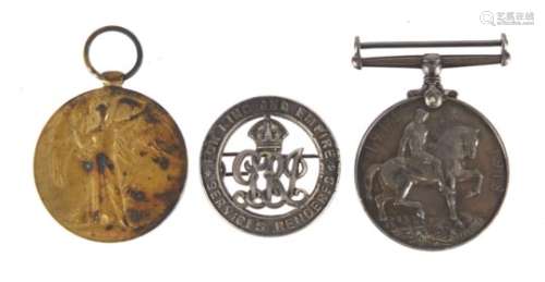 British military World War I pair and services rendered badge, the pair awarded to 241445PTE.W.