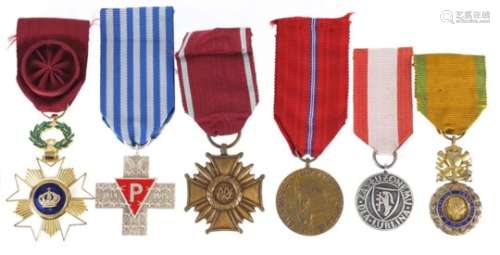 Six foreign medals including 1870 Valeur et Discipline : For Further Condition Reports Please