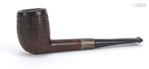 Commemorative Boer War treen pipe, 13cm in length : For Further Condition Reports Please Visit Our