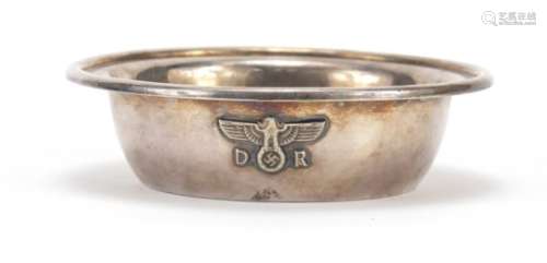 German military interest silver plated bowl with DR crest impressed marks on the base, 10.5cm