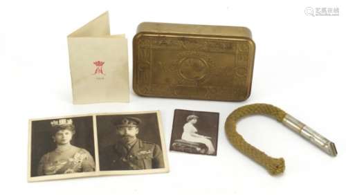 British Military World War I brass Mary tin and Asprey Xmas Fund, wick impressed Asprey of