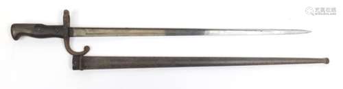 French military interest long bayonet scabbard, 66cm length : For Further Condition Reports Please