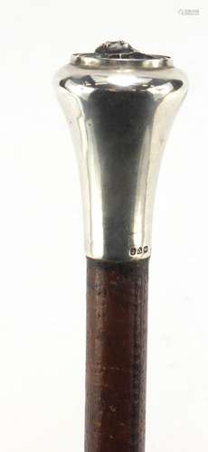 Military interest swagger stick with silver pommel and Egyptian bust, 64.5cm in length : For Further