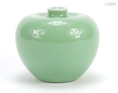 Chinese porcelain celadon glazed vase, 8.5cm high : For Further Condition Reports Please Visit Our