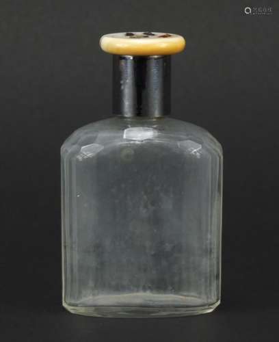 Cut glass bottle with Shibayama lid decorated with insects, 10.5 high : For Further Condition