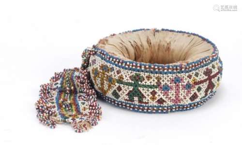 African tribal beadwork collar, 15cm in diameter : For Further Condition Reports Please Visit Our