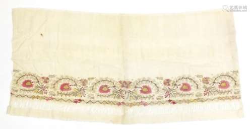 Turkish ottoman hammam textile embroidered with flowers and script, 144cm 68cm : For Further