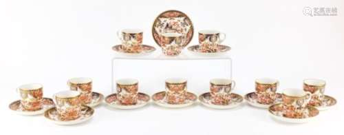 Set of twelve Royal Crown Derby old Imari pattern coffee cans and saucers, each coffee can 5.5cm
