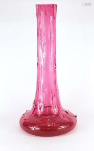 Large Victorian cranberry glass vase, 56cm high : For Further Condition Reports Please Visit Our