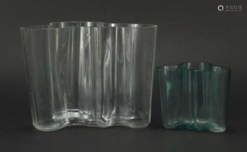 Two Finnish litallia Savoy glass vases by Alvar Aalto, the largest 16.5cm high : For Further