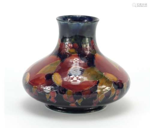 William Moorcroft pottery vase, hand painted in the pomegranate pattern, painted and factory marks