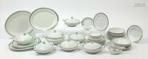 Shelley Eve dinnerware comprising seven lidded tureens, nine meat plates, twelve 10inch plates,