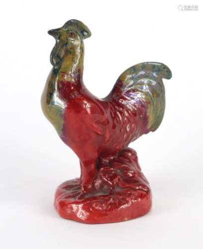 Bernard Moore Flambe cockerel, factory marks to the base, 12.5cm high : For Further Condition