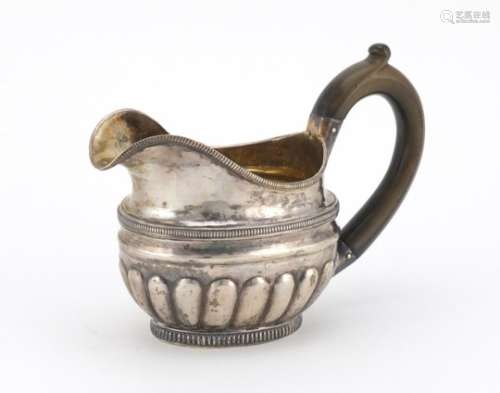 Russian silver sauce boat with demi fluted body, impressed marks to the base, 1887, 15cm in
