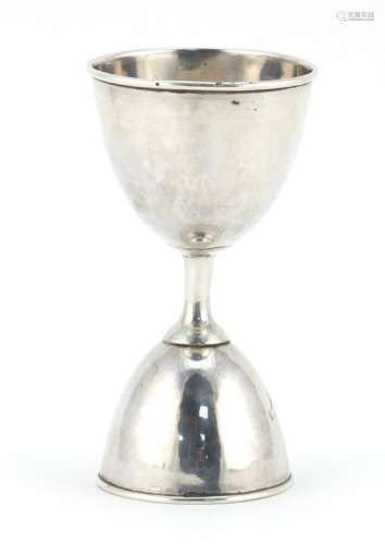 Victorian silver double ended egg cup, indistinct makers mark, Birmingham 1903, 10.5cm high, 49.8g :