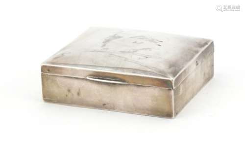 Edwardian rectangular silver cigarette box by Stuart Clifford & Co, London 1905, 9cm in length,
