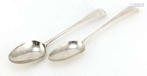 Pair of Georgian silver tablespoons by Thomas Liddiard, London 1782, 21.5cm in length, 119.0g :