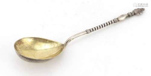 Russian silver spoon with gilt bowl, 18.5cm in length, 58.0g : For Further Condition Reports