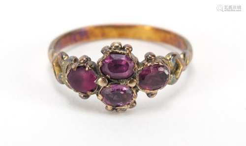 Georgian unmarked gold amethyst ring, size R, 2.8g : For Further Condition Reports Please Visit