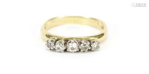 18ct gold diamond five stone ring, size T, 5.3g : For Further Condition Reports Please Visit Our