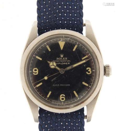 Gentleman's Oyster Perpetual Explorer wristwatch with luminous hands and dial, numbered 450849 -