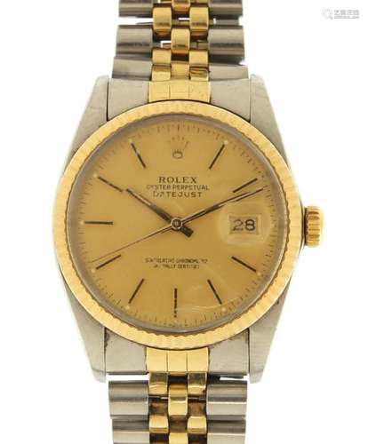 Gentleman's Rolex Oyster Date Just Perpetual Superlative Chronometer wristwatch, with tooled leather