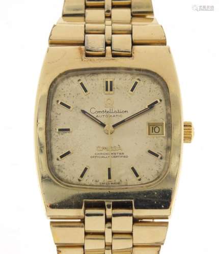 Gentleman's Omega Constellation chronometer automatic wristwatch with date dial, the dial 2.7cm x